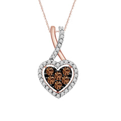 LADIES PENDANT WITH CHAIN 0.50CT ROUND DARK BROWN DIAMOND 10K ROSE GOLD