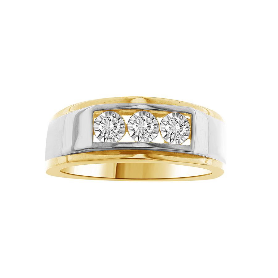 MEN'S BAND 0.25CT ROUND DIAMOND 10K WHITE/YELLOW GOLD