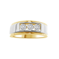 MEN'S BAND 0.25CT ROUND DIAMOND 10K WHITE/YELLOW GOLD