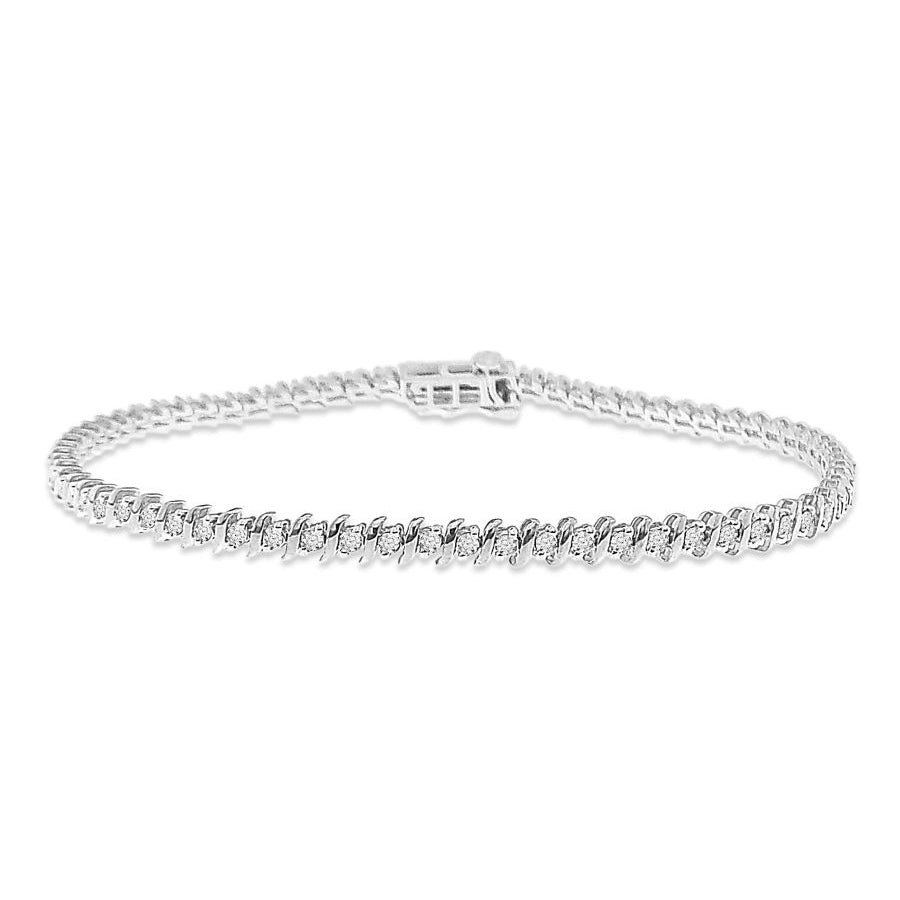 LADIES BRACELET 2.00CT ROUND DIAMOND 10K WHITE GOLD