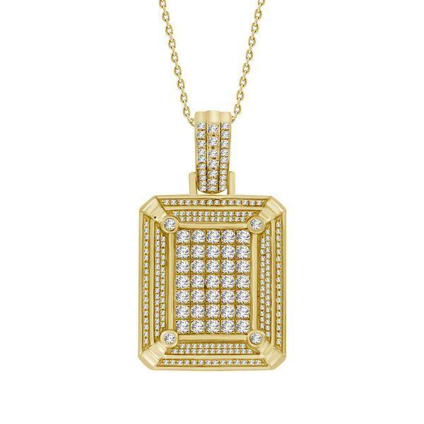 MEN'S PENDANT 2.00CT ROUND DIAMOND 10K YELLOW GOLD