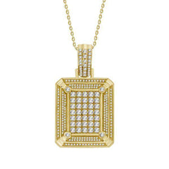 MEN'S PENDANT 2.00CT ROUND DIAMOND 10K YELLOW GOLD