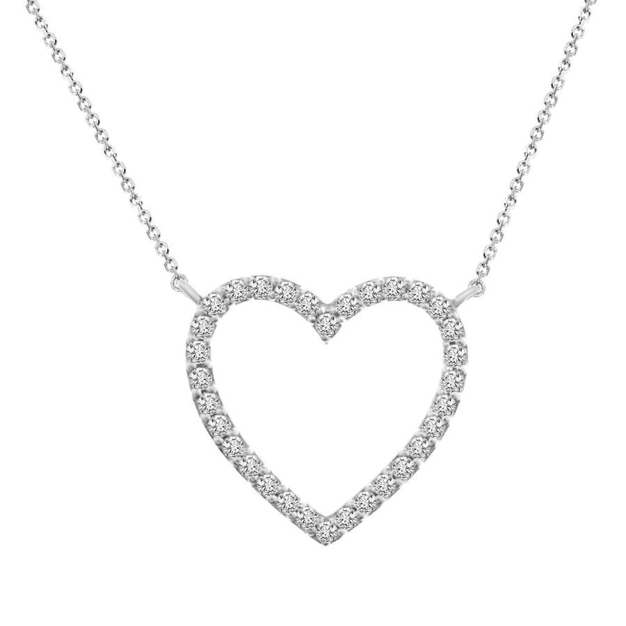 LADIES NECKLACE 0.10CT ROUND DIAMOND 10K WHITE GOLD