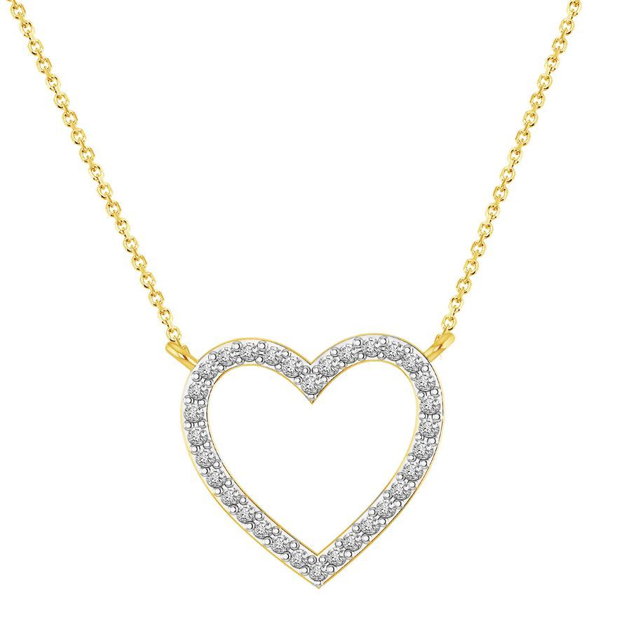 LADIES NECKLACE 0.10CT ROUND DIAMOND 10K YELLOW GOLD