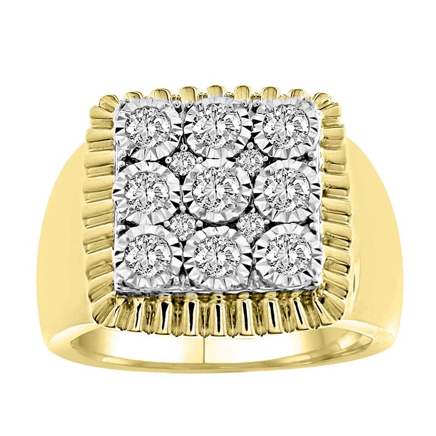 MEN'S RING 1.00CT ROUND DIAMOND 10K YELLOW GOLD