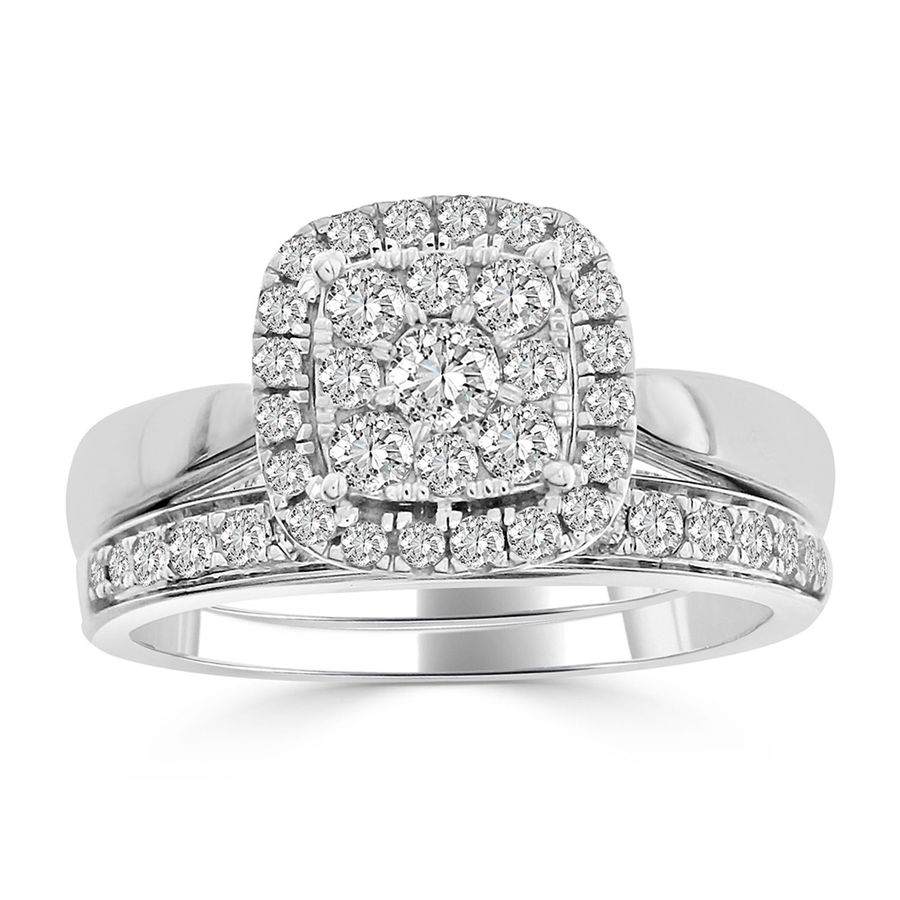 LADIES BRIDAL RING 0.75CT ROUND DIAMOND 14K WHITE GOLD