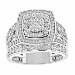 LADIES BRIDAL SET 1.00CT ROUND DIAMOND 14K WHITE GOLD