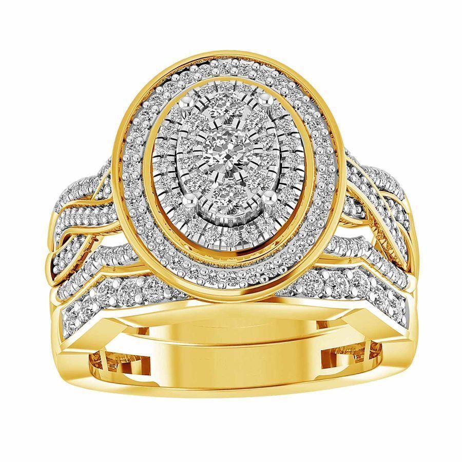 LADIES BRIDAL SET 1.00CT ROUND DIAMOND 14K YELLOW GOLD