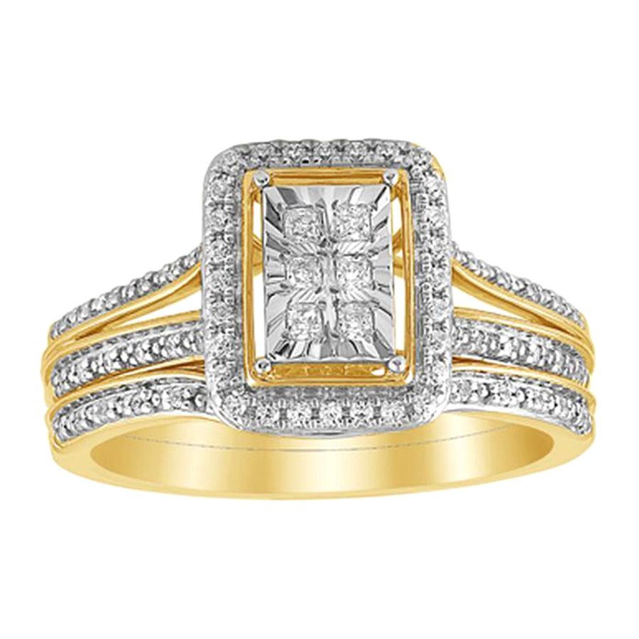 LADIES BRIDAL SET 0.33CT ROUND/PRINCESS DIAMOND 10K YELLOW GOLD