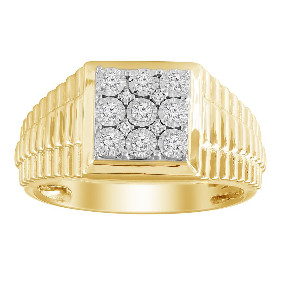 MEN'S RING 0.25CT ROUND DIAMOND 10K YELLOW GOLD