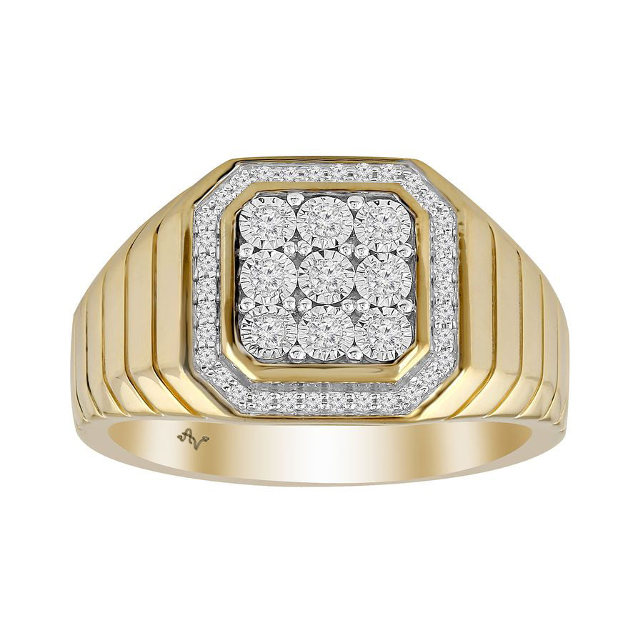 MEN'S RING 0.25CT ROUND DIAMOND 10K YELLOW GOLD