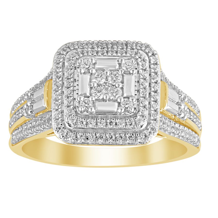 LADIES BRIDAL SET 0.50CT ROUND DIAMOND 10K YELLOW GOLD