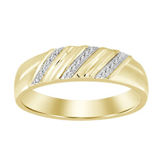 MEN'S BAND 0.03CT ROUND DIAMOND 10K YELLOW GOLD