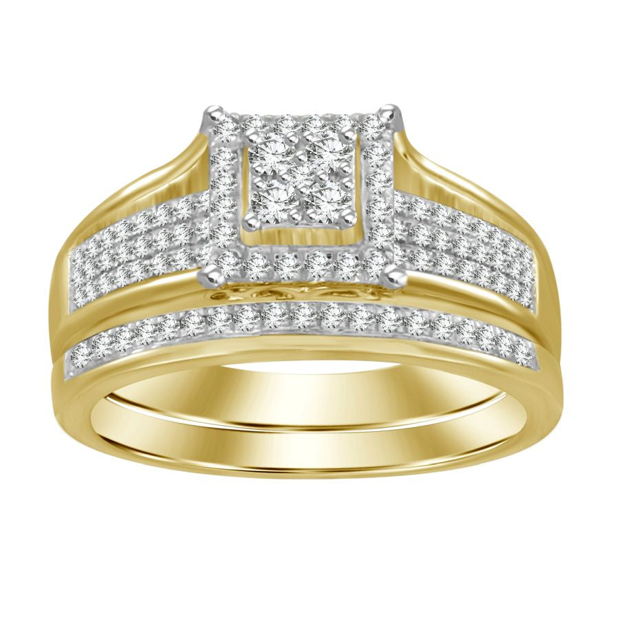 LADIES BRIDAL SET 0.30CT ROUND DIAMOND 10K YELLOW GOLD