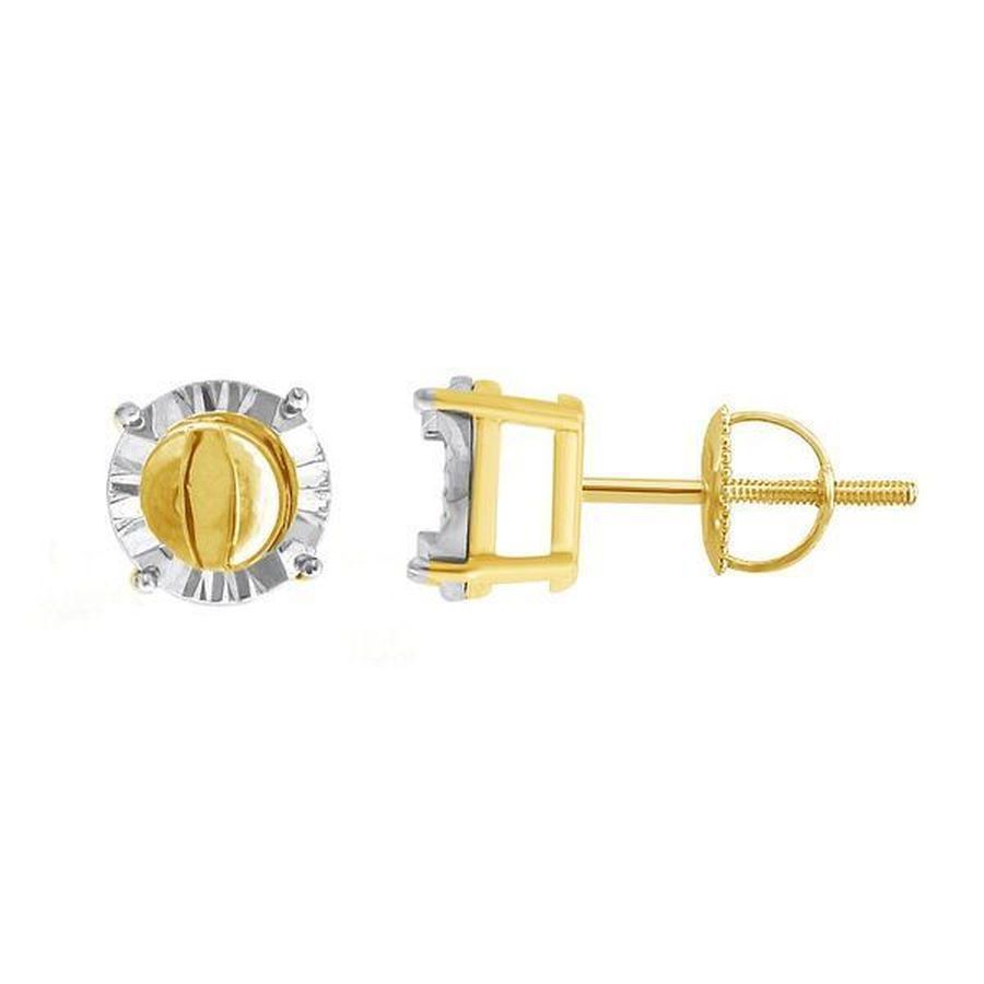 MEN'S STUD EARRINGS 0.75CT ROUND DIAMOND 10K YELLOW GOLD