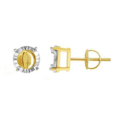 MEN'S STUD EARRINGS 0.75CT ROUND DIAMOND 10K YELLOW GOLD