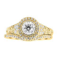 LADIES BRIDAL SET 0.50CT ROUND DIAMOND 14K YELLOW GOLD