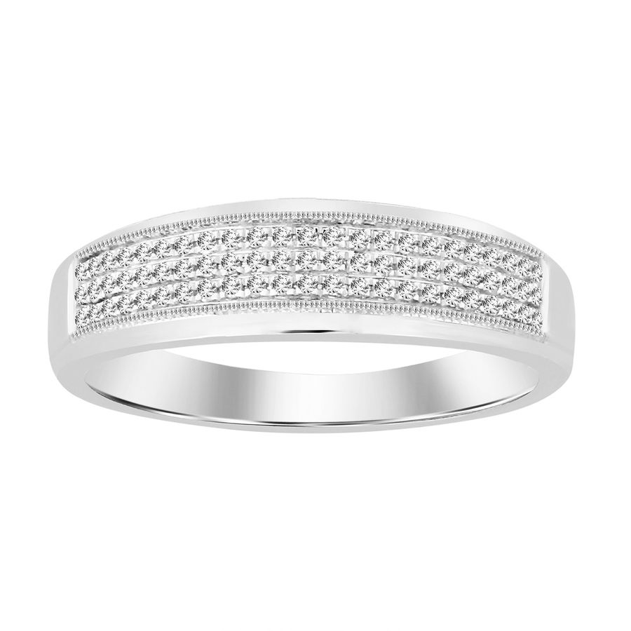 MEN'S BAND 0.20CT ROUND DIAMOND 10K WHITE GOLD