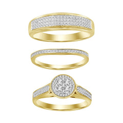 LADIES TRIOS SET 0.50CT ROUND DIAMOND 10K WHITE GOLD