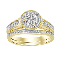 LADIES TRIO SET 0.50CT ROUND DIAMOND 10K YELLOW GOLD