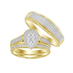 LADIES TRIOS SET 0.50CT ROUND DIAMOND 10K YELLOW GOLD