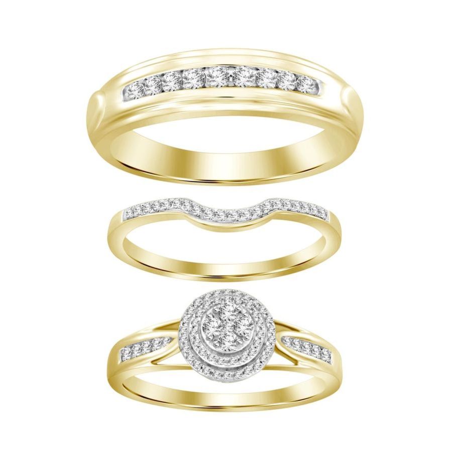 LADIES BAND ONLY 0.08CT ROUND DIAMOND 10K YELLOW GOLD