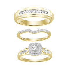 LADIES TRIO SET 0.50CT ROUND DIAMOND 10K YELLOW GOLD