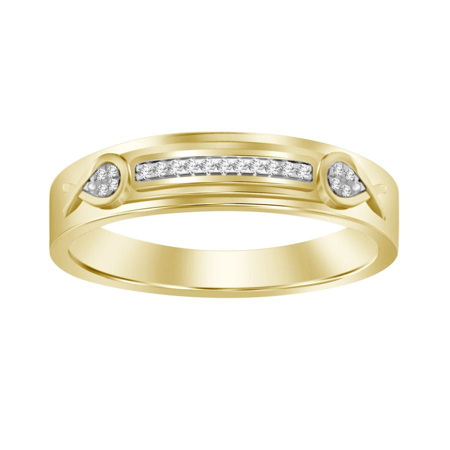 MEN'S BAND 0.05CT ROUND DIAMOND 10K YELLOW GOLD