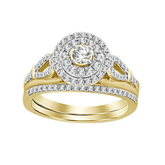 LADIES BRIDAL SET 0.50CT ROUND DIAMOND 14K YELLOW GOLD