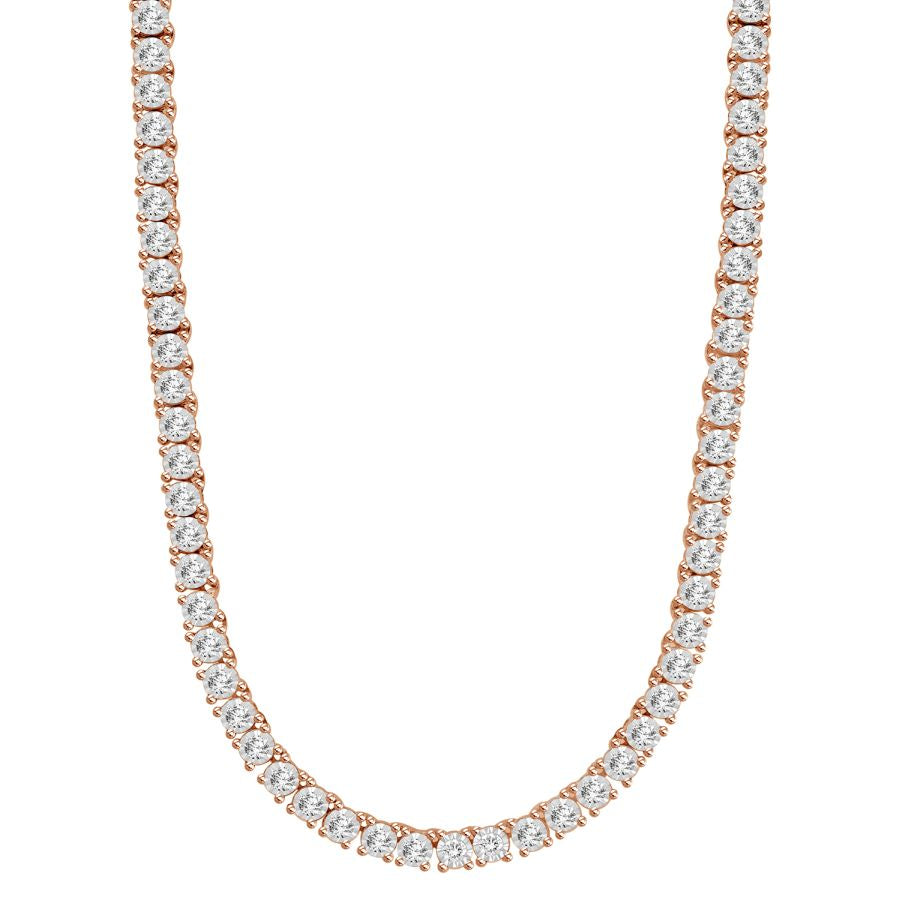 MEN'S NECKLACE 2.30CT ROUND DIAMOND 10K WHITE/ROSE GOLD