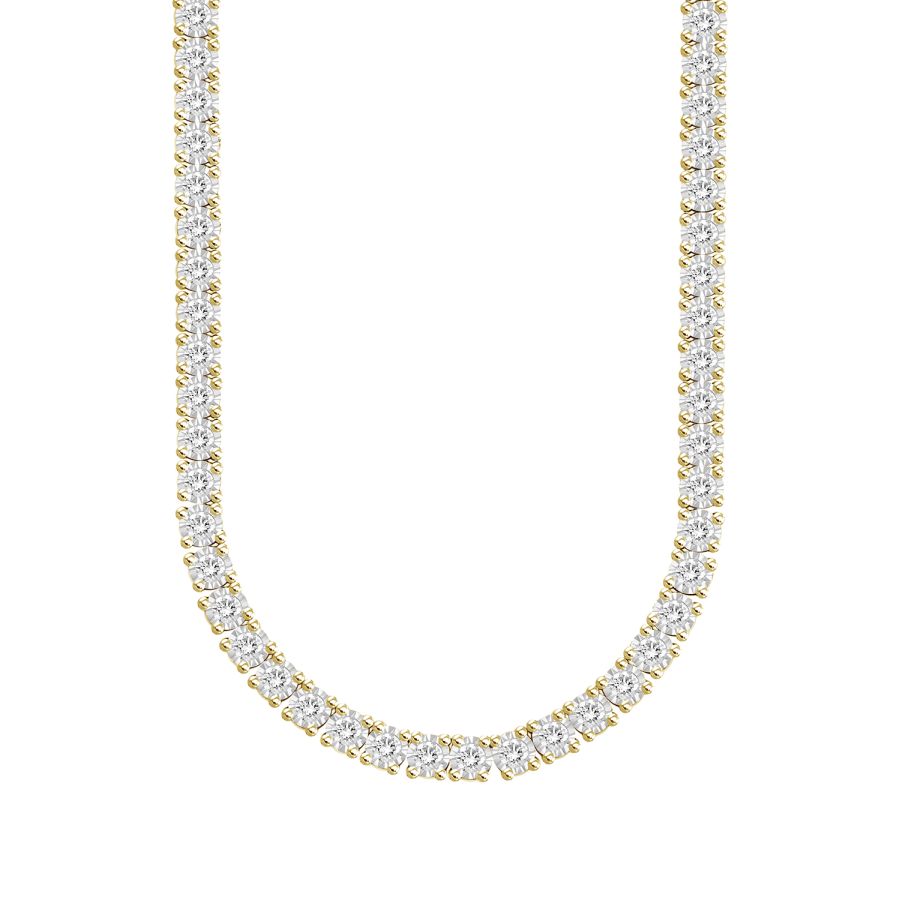 MEN'S NECKLACE 1.50CT ROUND DIAMOND 10K YELLOW GOLD