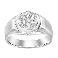 MEN'S RING 0.25CT ROUND DIAMOND 10K WHITE GOLD