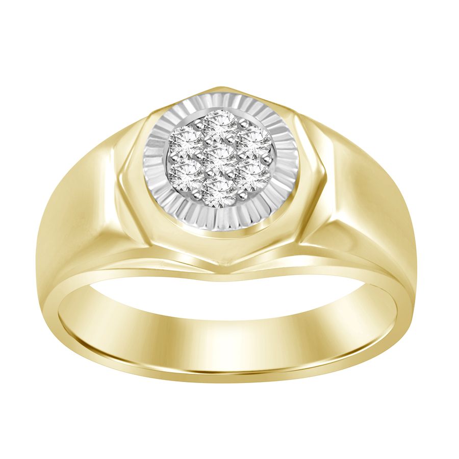 MEN'S RING 0.25CT ROUND DIAMOND 10K YELLOW GOLD