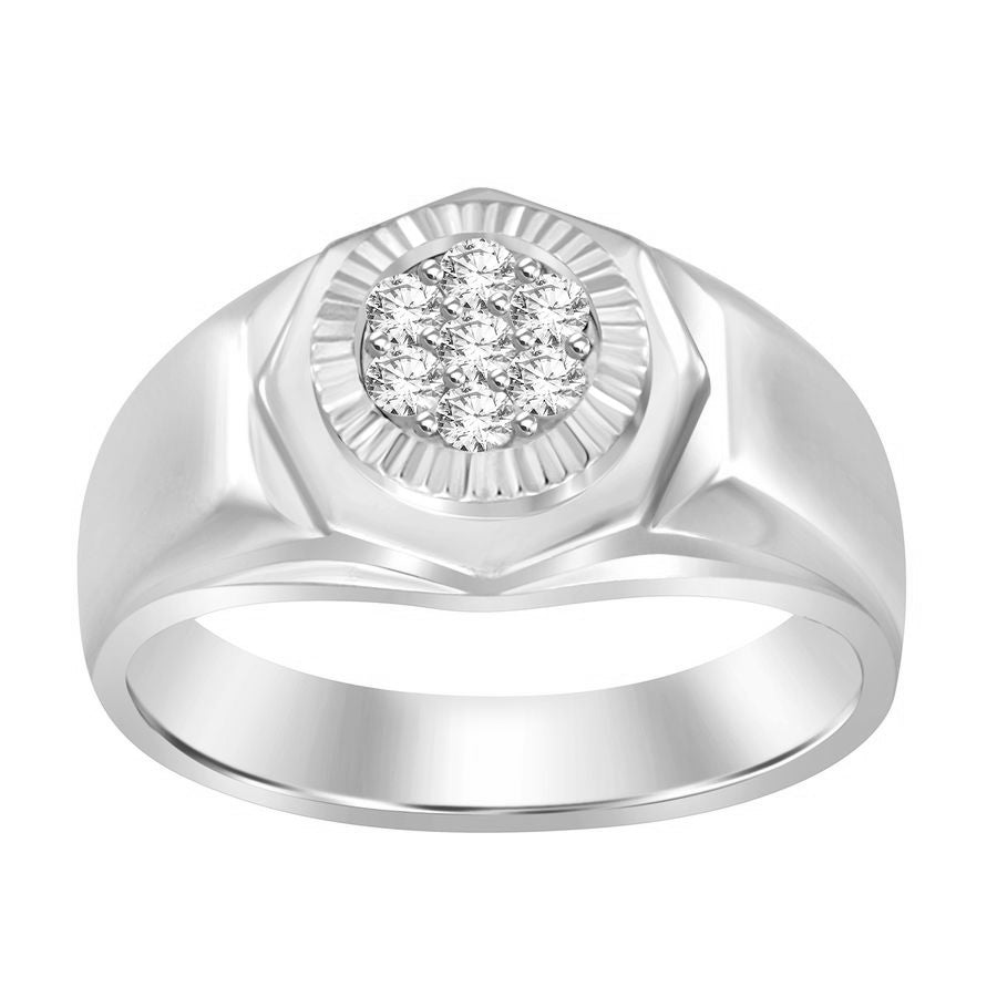 MEN'S RING 0.25CT ROUND DIAMOND 10K WHITE/YELLOW GOLD