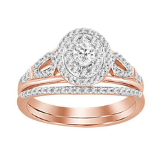 LADIES BRIDAL SET 0.50CT ROUND/OVAL  DIAMOND 14K ROSE GOLD