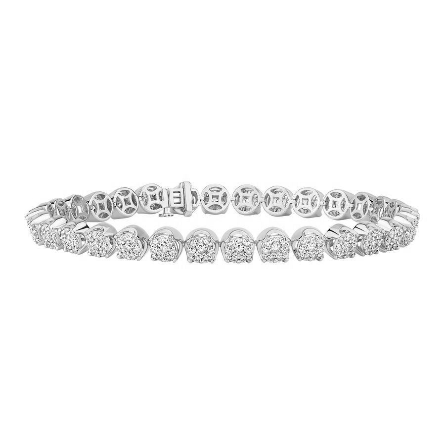 MEN'S BRACELET 5.50CT ROUND DIAMOND 10K WHITE GOLD