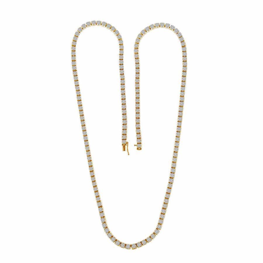 MEN'S NECKLACE 4.50CT ROUND DIAMOND 10K YELLOW GOLD