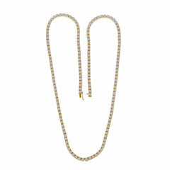 MEN'S NECKLACE 4.50CT ROUND DIAMOND 10K YELLOW GOLD