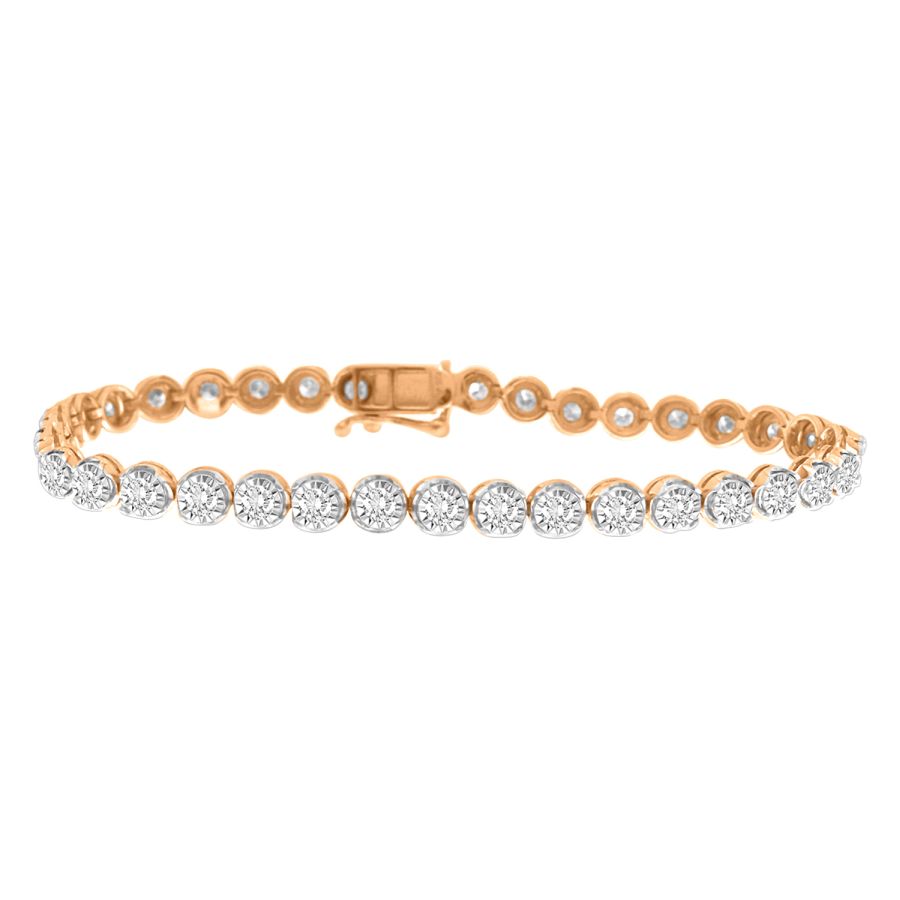 LADIES BRACELET 1.00CT ROUND DIAMOND 10K ROSE GOLD