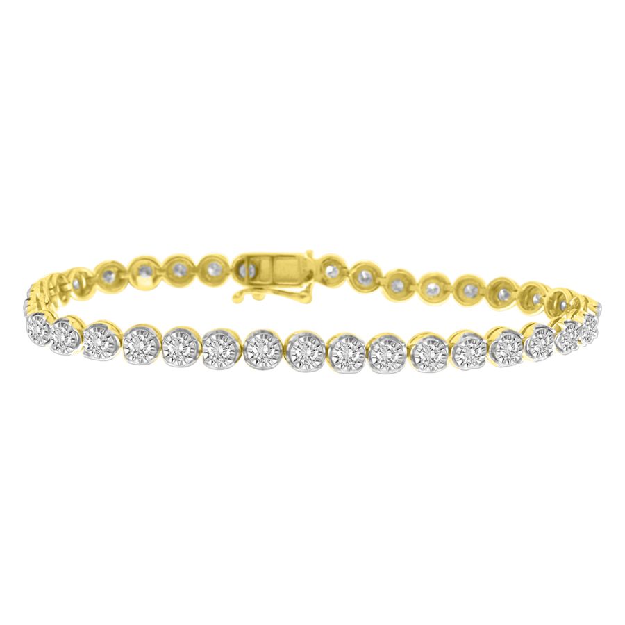 LADIES BRACELET 1.00CT ROUND DIAMOND 10K YELLOW GOLD