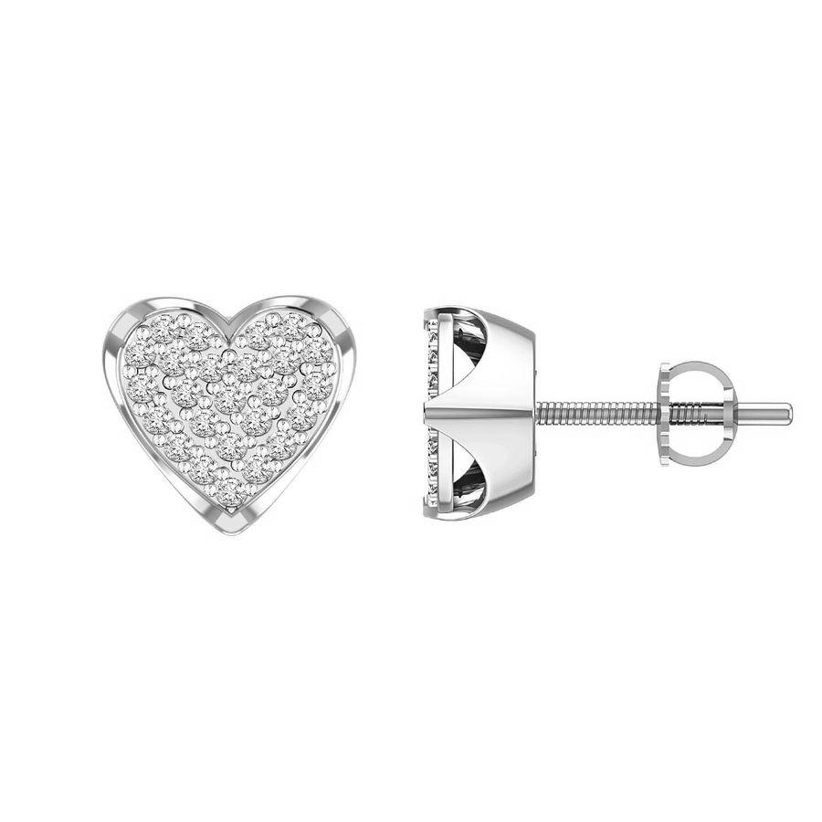 LADIES STUD EARRINGS 0.15CT ROUND DIAMOND 10K WHITE GOLD