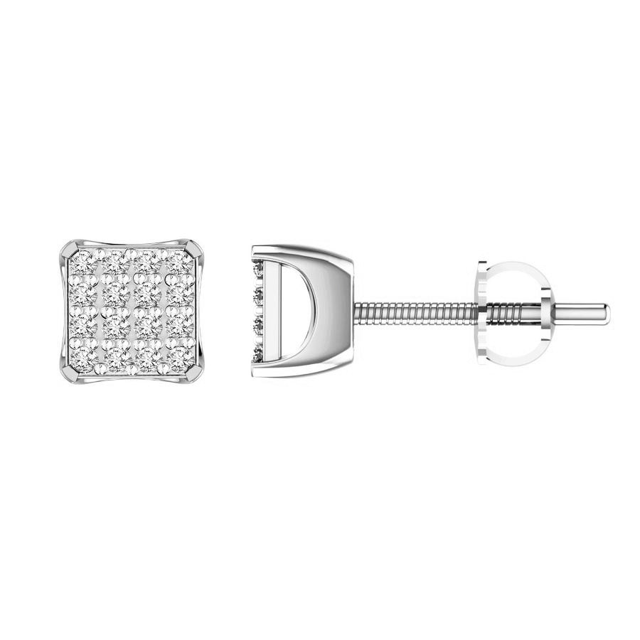 LADIES EARRINGS 0.15CT ROUND DIAMOND 10K WHITE GOLD