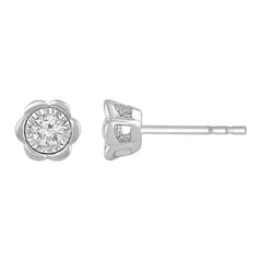 LADIES EARRINGS 0.15CT ROUND DIAMOND 10K WHITE GOLD