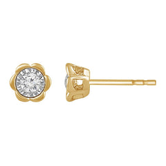 LADIES EARRINGS 0.15CT ROUND DIAMOND 10K YELLOW GOLD