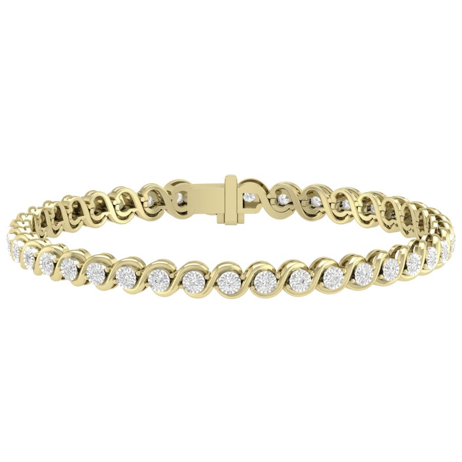 LADIES BRACELET 1.00CT ROUND DIAMOND 10K YELLOW GOLD