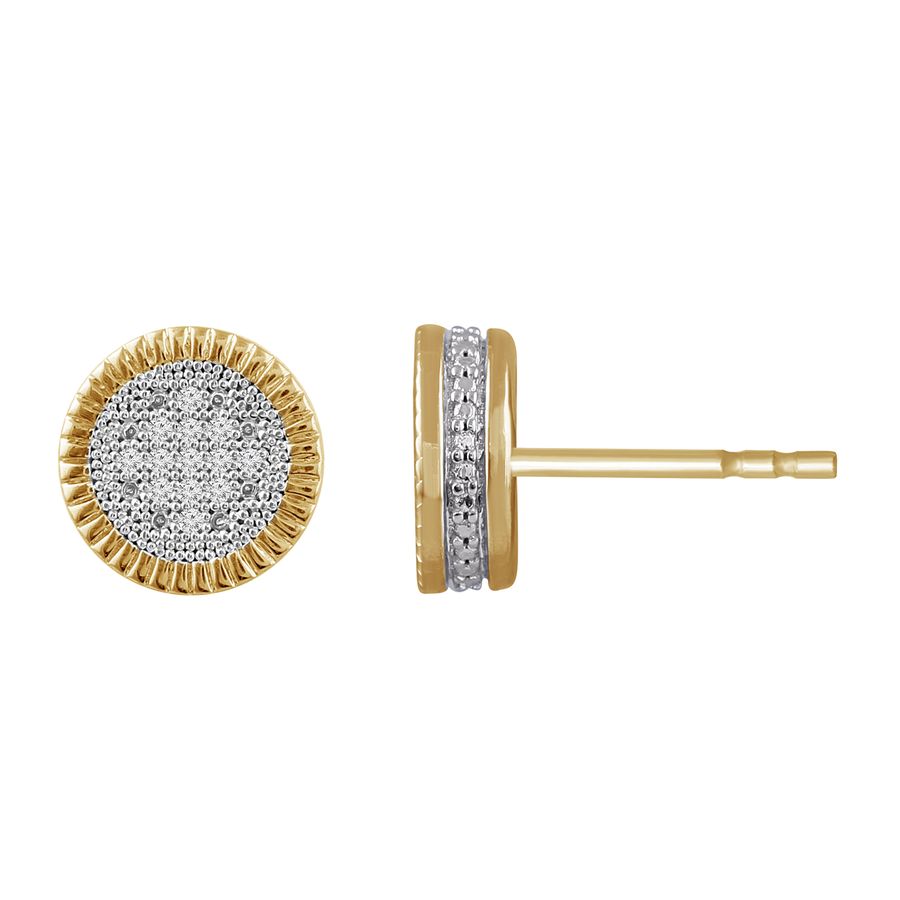 LADIES EARRINGS 0.10CT ROUND DIAMOND 10K YELLOW GOLD