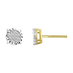 MEN'S STUD EARRINGS 0.15CT ROUND DIAMOND 10K YELLOW GOLD