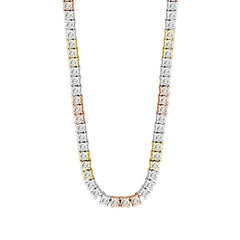 MEN'S NECKLACE 3.75CT ROUND DIAMOND 10K WHITE/YELLOW/ROSE GOLD