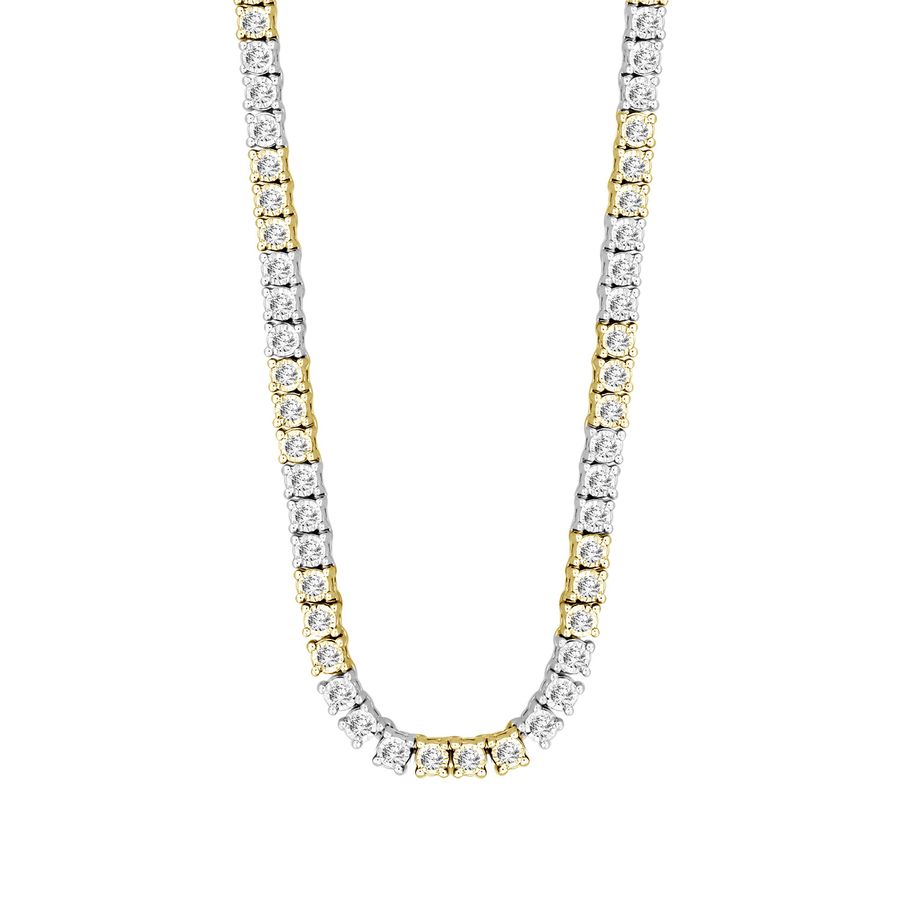 MEN'S NECKLACE 3.75CT ROUND DIAMOND 10K WHITE/YELLOW GOLD