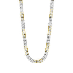 MEN'S NECKLACE 3.75CT ROUND DIAMOND 10K WHITE/YELLOW GOLD